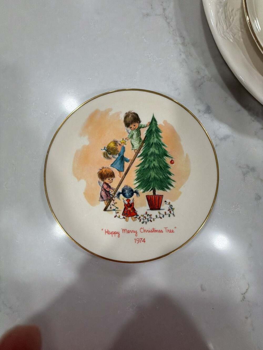 Collectible Christmas Plate Gorham Moppets Happy Merry Christmas Tree 1973
